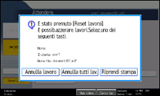 Illustrazione della schermata sul pannello di controllo