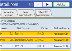 Schermafbeelding Bedieningspaneel