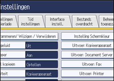 Schermafbeelding bedieningspaneel