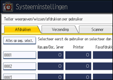 Schermafbeelding bedieningspaneel