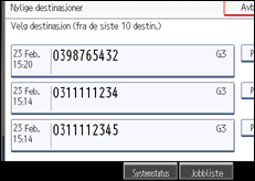 Illustrasjon av betjeningspanel