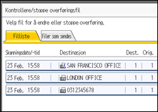 Illustrasjon av betjeningspanel