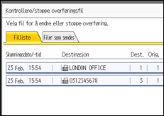 Illustrasjon av betjeningspanel