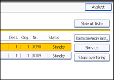 Illustrasjon av betjeningspanel