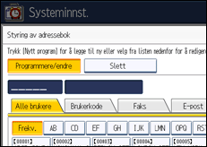 Illustrasjon av betjeningspanel