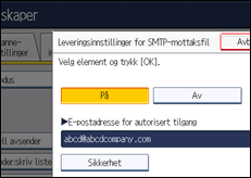 Illustrasjon av betjeningspanel