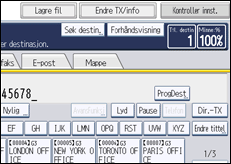 Illustrasjon av betjeningspanel