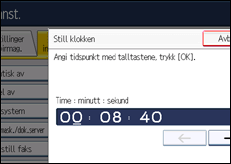 Illustrasjon av betjeningspanel