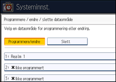 Illustrasjon av betjeningspanel