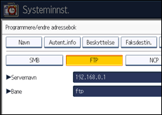 Illustrasjon av betjeningspanel