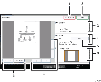 Skjermbildeillustrasjon av brukerpanelet med nummererte bildetekster