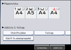 Illustrasjon av betjeningspanel