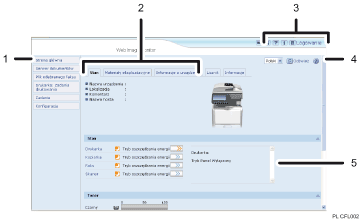 Ilustracja ekranu przeglądarki internetowej — ilustracja z numerowanymi odnośnikami