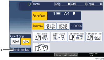 Ilustração com numeração do ecrã do painel de operação