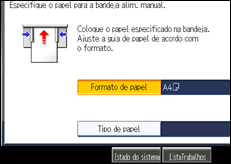 Ilustração do ecrã do painel de operação