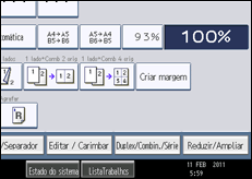 Ilustração do ecrã do painel de operação