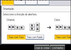 Ilustração do ecrã do painel de operação