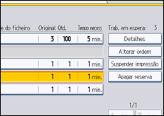 Ilustração do ecrã do painel de operação