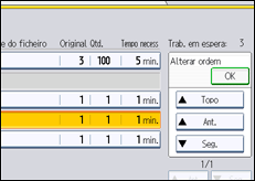 Ilustração do ecrã do painel de operação