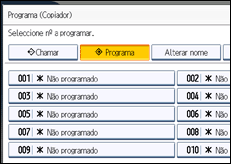 Ilustração do ecrã do painel de operação