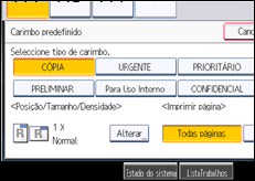 Ilustração do ecrã do painel de operação