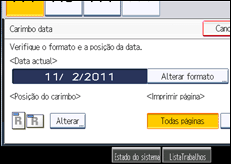 Ilustração do ecrã do painel de operação
