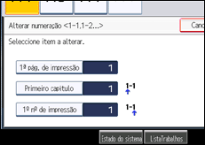 Ilustração do ecrã do painel de operação