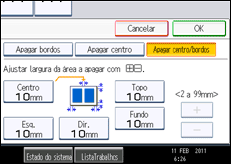 Ilustração do ecrã do painel de operação