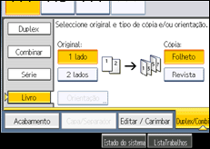 Ilustração do ecrã do painel de operação