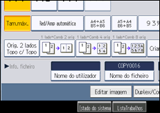 Ilustração do ecrã do painel de operação