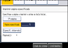 Ilustração do ecrã do painel de operação