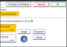 Ilustração do ecrã do painel de operação
