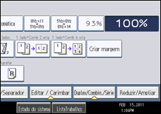 Ilustração do ecrã do painel de operação
