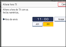 Ilustração do ecrã do painel de operação