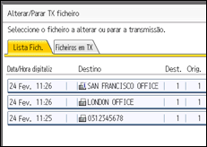 Ilustração do ecrã do painel de operação