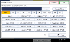 Ilustração do ecrã do painel de operação
