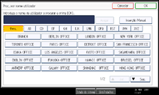 Ilustração do ecrã do painel de operação
