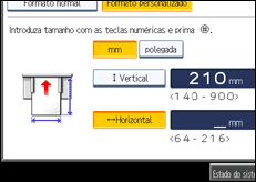 Ilustração do ecrã do painel de operação