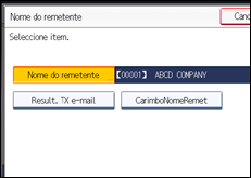 Ilustração do ecrã do painel de operação
