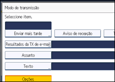 Ilustração do ecrã do painel de operação