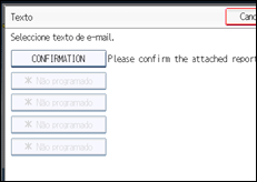 Ilustração do ecrã do painel de operação