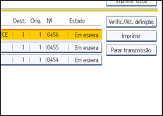 Ilustração do ecrã do painel de operação