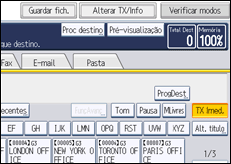 Ilustração do ecrã do painel de operação