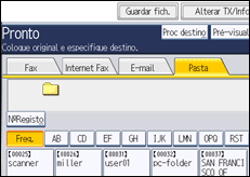 Ilustração do ecrã do painel de operação