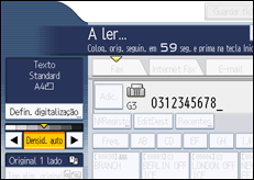 Ilustração do ecrã do painel de operação
