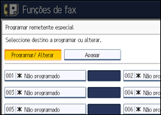 Ilustração do ecrã do painel de operação