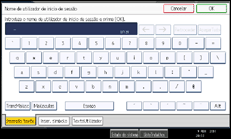 Ilustração do ecrã do painel de operação