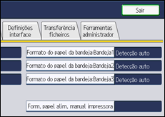 Ilustração do ecrã do painel de operação