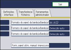 Ilustração do ecrã do painel de operação