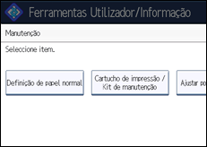 Ilustração do ecrã do painel de operação